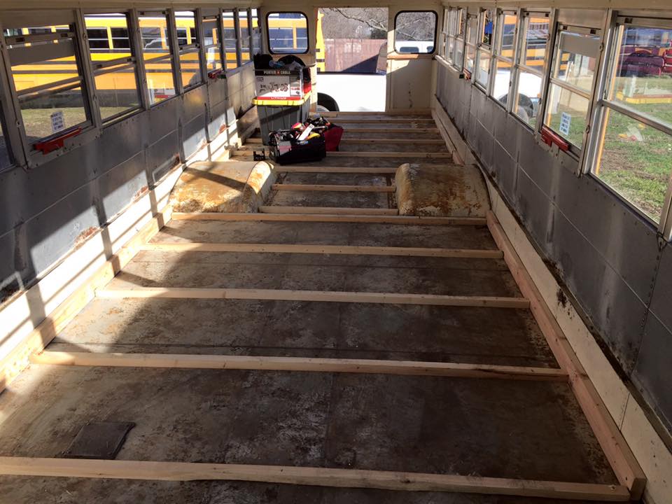 Framing The School Bus Sub Floor And Walls Bushousebuildout